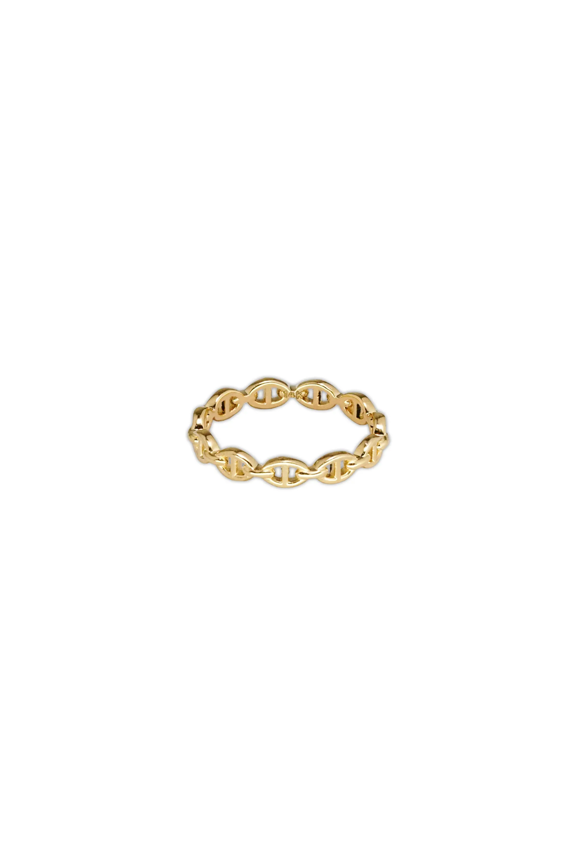 14K Solid Gold 3D Anchor Chain Linked Stackable Ring