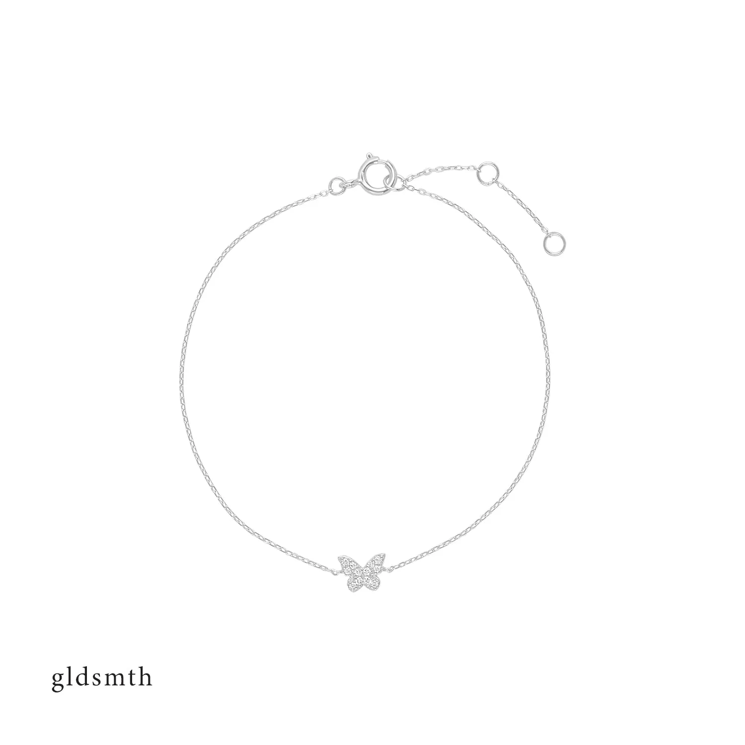 14k White Gold Butterfly Bracelet