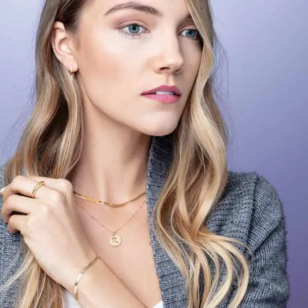 14K Yellow Gold 2.8 mm Flexible Herringbone Chain 7 inch Bracelet