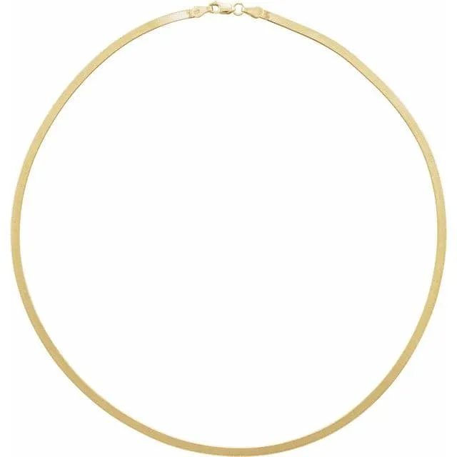 14K Yellow Gold 2.8 mm Flexible Herringbone Chain 7 inch Bracelet