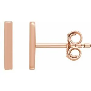 14K Yellow Vertical Bar Earrings
