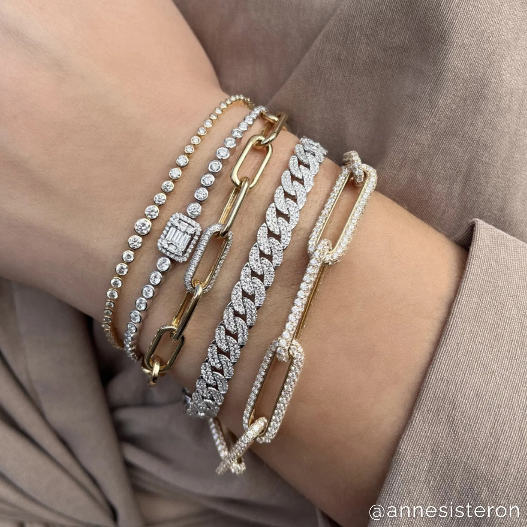 14KT Yellow Gold Diamond Luxe Elongated Chain Link Bracelet