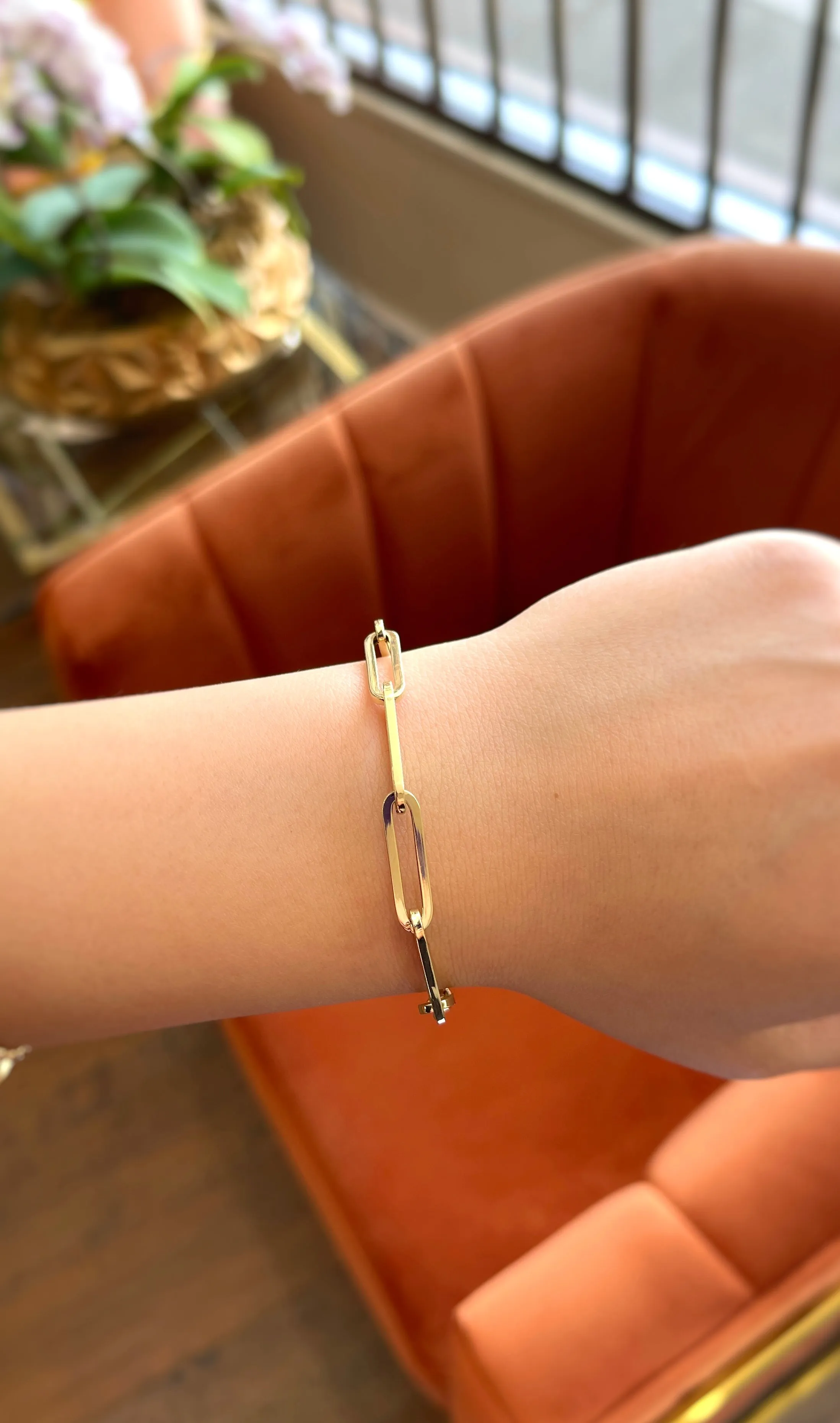 14KT Yellow Gold Paperclip Bracelet - Large Links