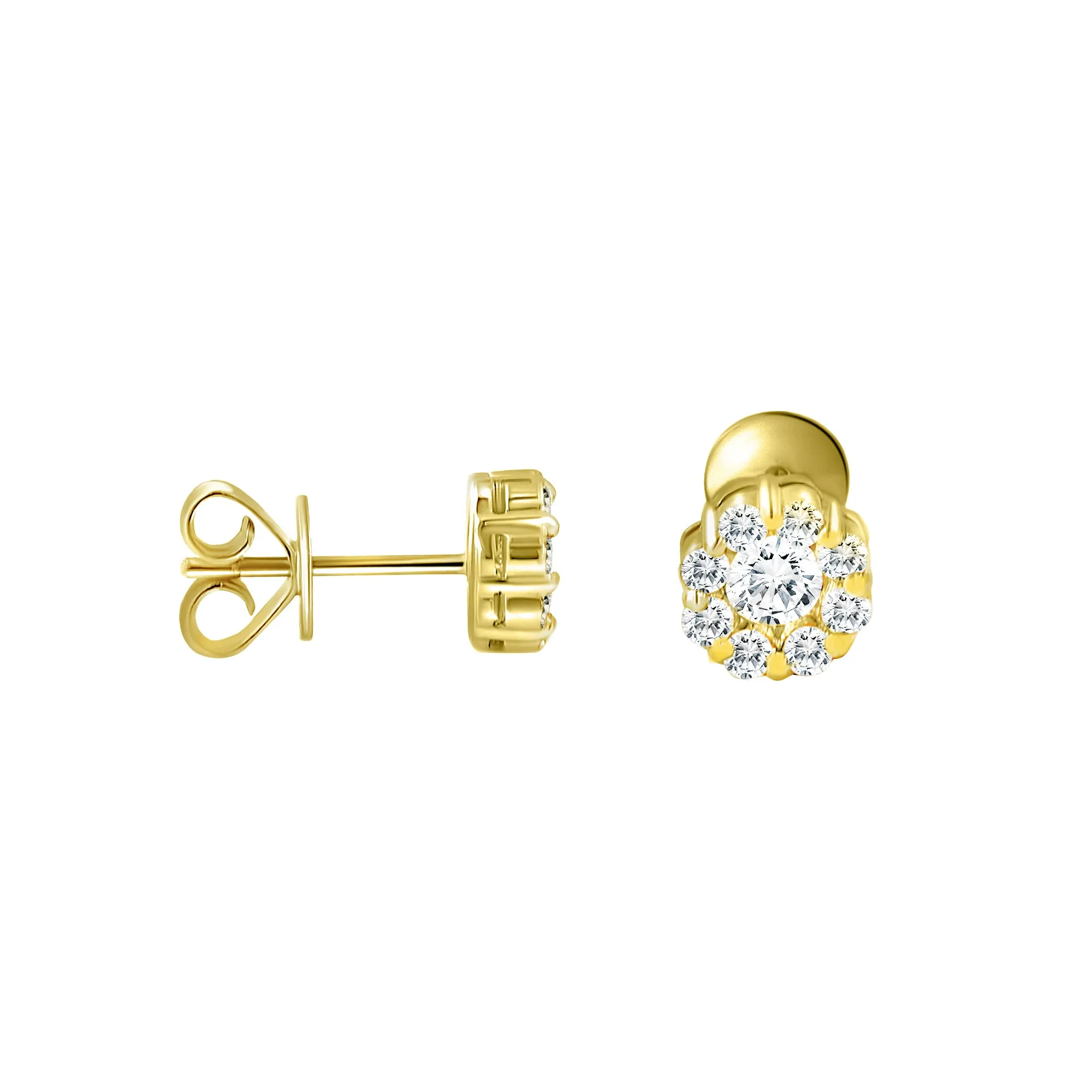 14KY  16RD0.56CT, 2RD0.41CT Diamond Earrings  (102DE1380-100Y)