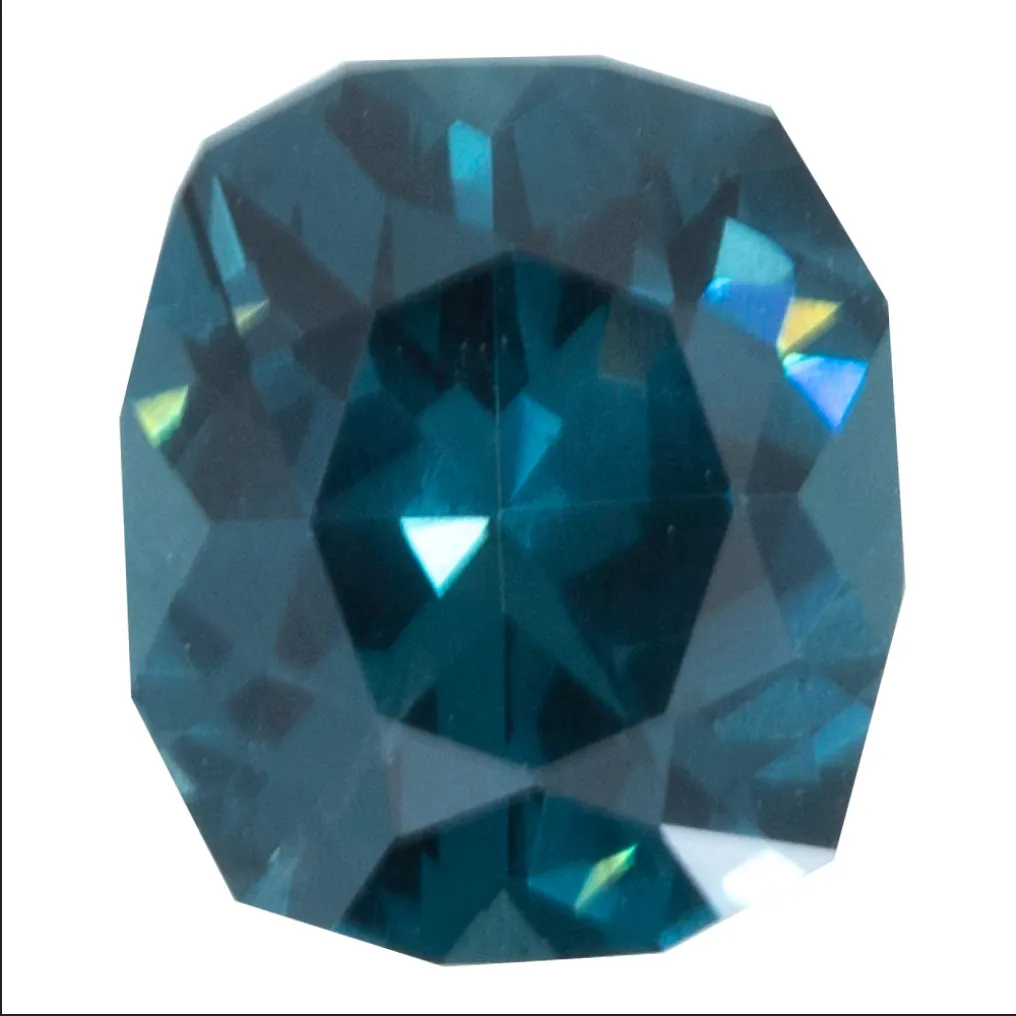 2.13ct Fancy Cushion Teal Blue Spinel Vintage Cathedral ring in 18k Yellow Gold
