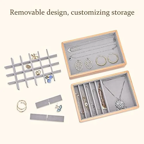 (4 Pcs) Bamboo Stackable Jewelry Organizer Tray | ProCase
