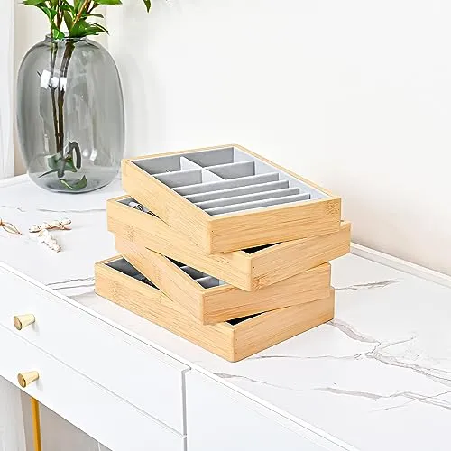 (4 Pcs) Bamboo Stackable Jewelry Organizer Tray | ProCase