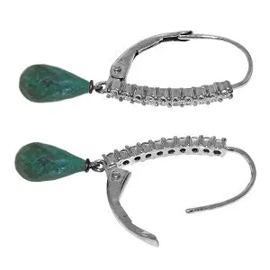 6.9 Carat 14K Solid White Gold Accept My Passion Emerald Diamond Earrings