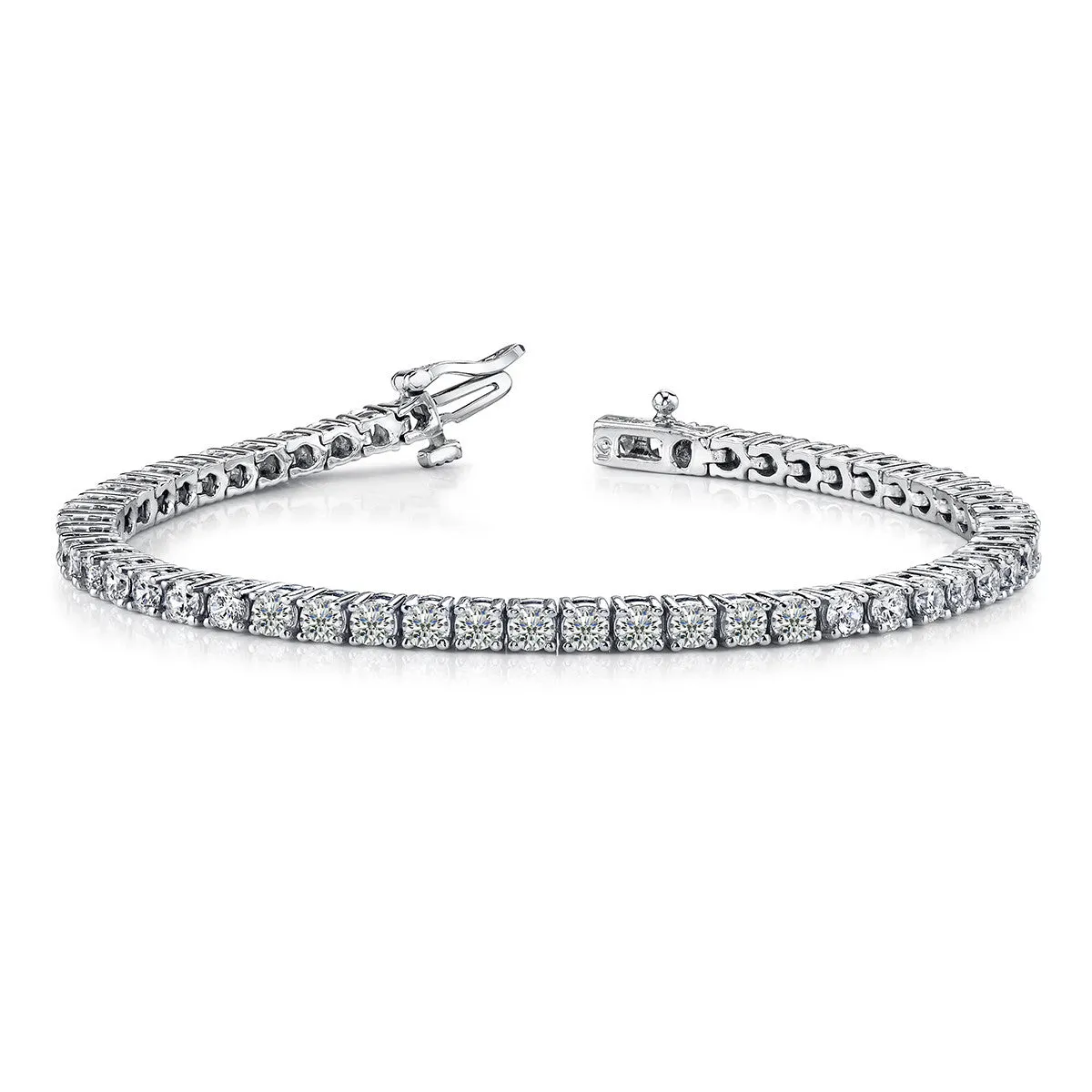 8 Carat Round 14K White Gold 4 Prong Diamond Tennis Bracelet (Classic Quality)