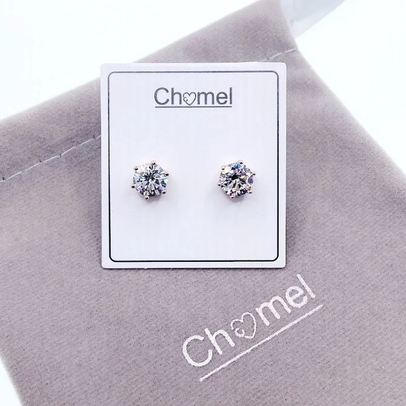 8mm Cubic Zirconia Solitaire Stud Earring