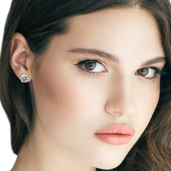 8mm Cubic Zirconia Solitaire Stud Earring