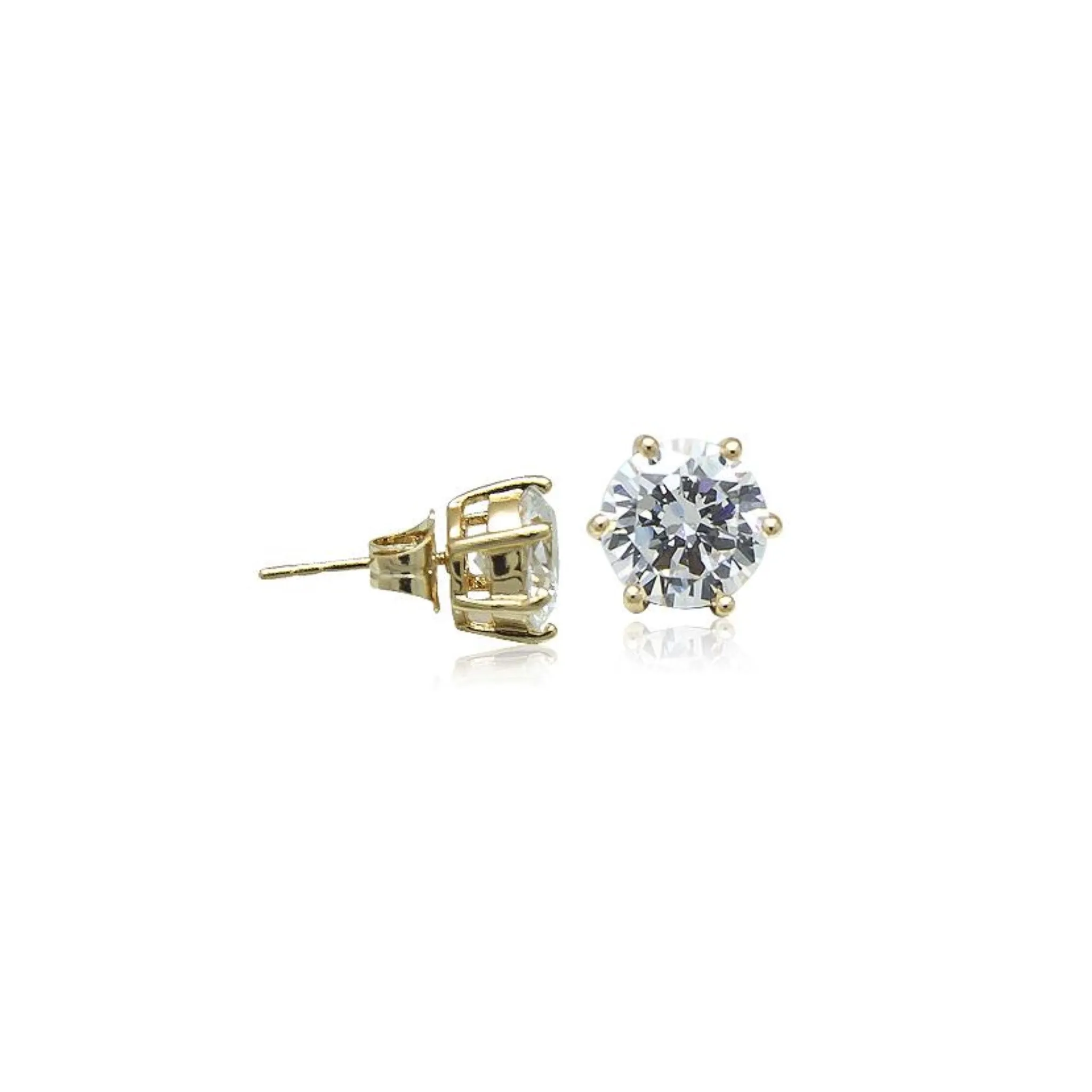 8mm Cubic Zirconia Solitaire Stud Earring