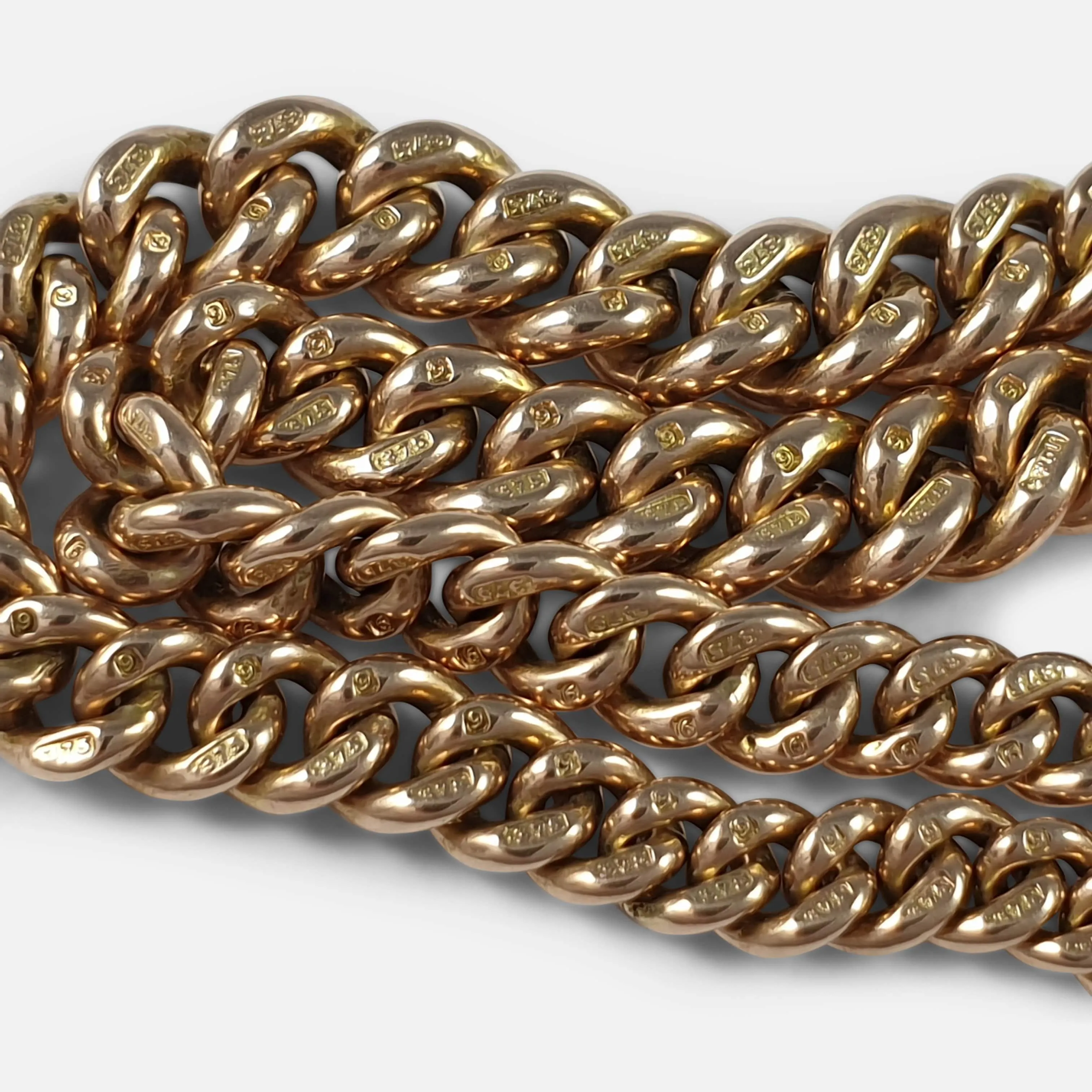 9ct Gold Graduating Double Albert Watch Chain, 39.9g