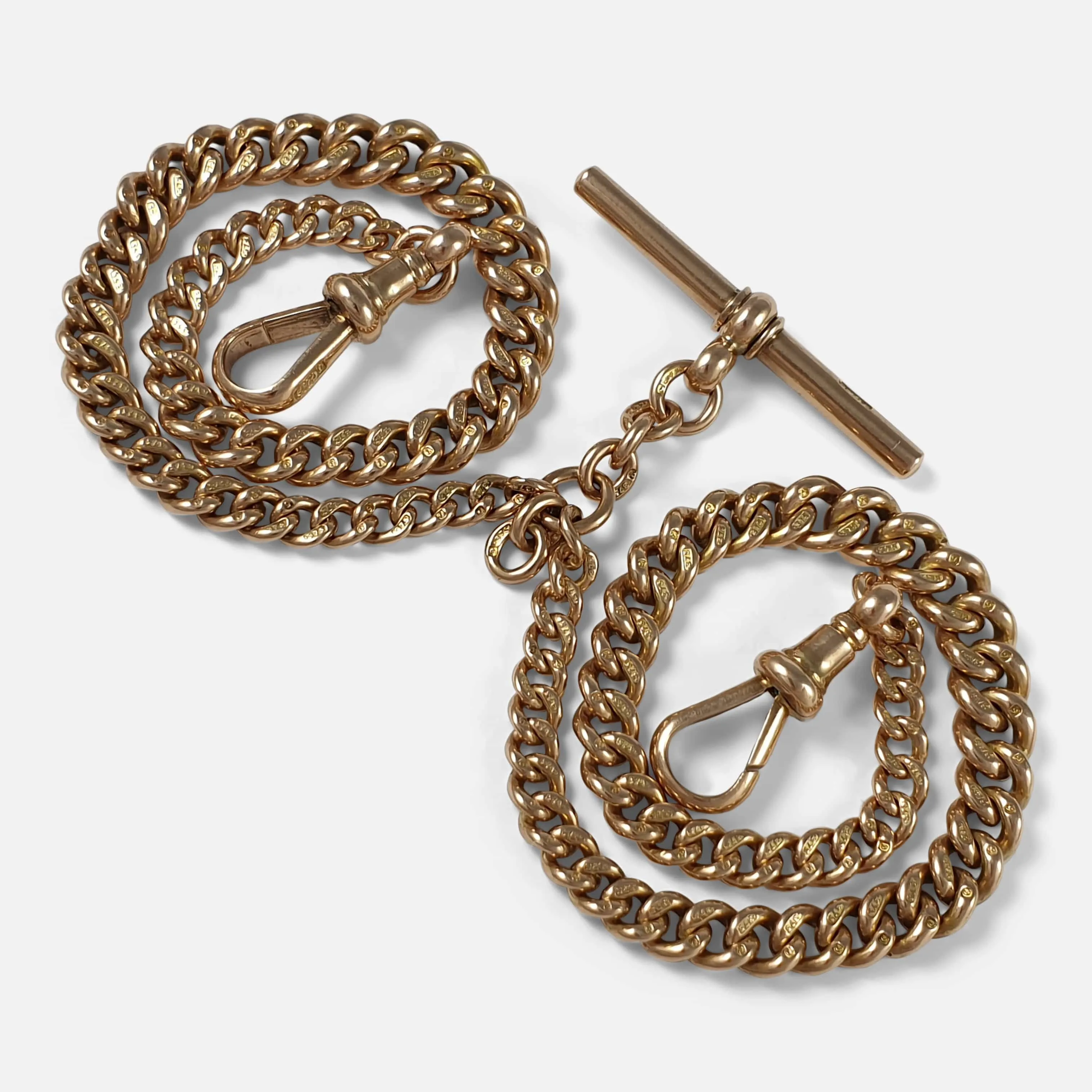 9ct Gold Graduating Double Albert Watch Chain, 39.9g