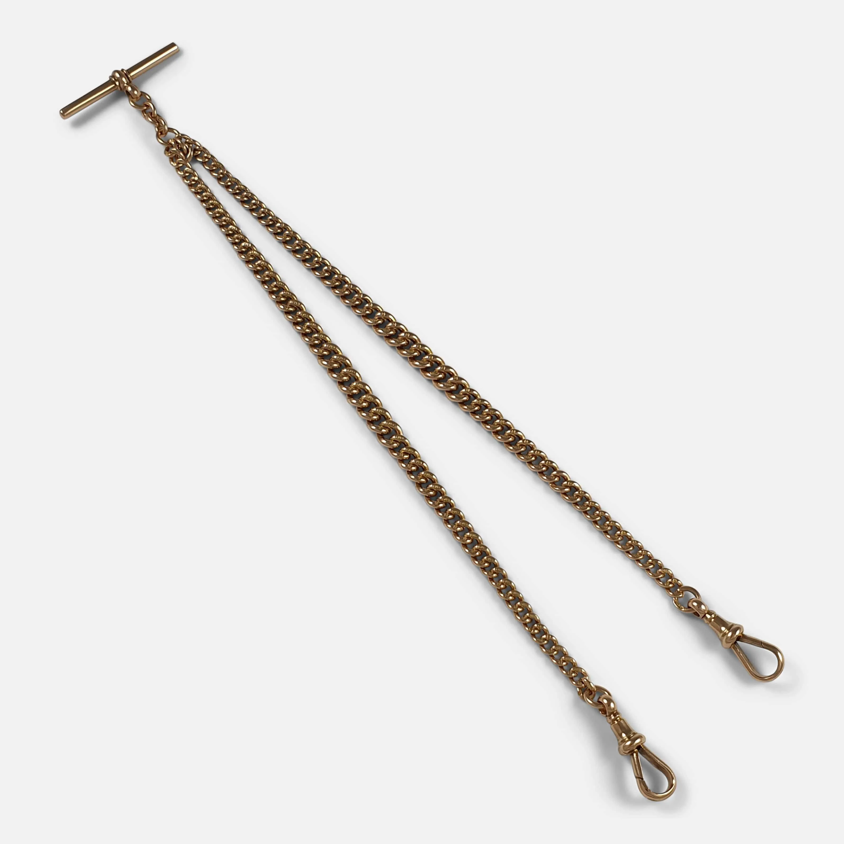 9ct Gold Graduating Double Albert Watch Chain, 39.9g