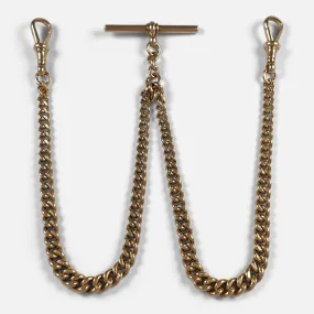 9ct Gold Graduating Double Albert Watch Chain, 39.9g