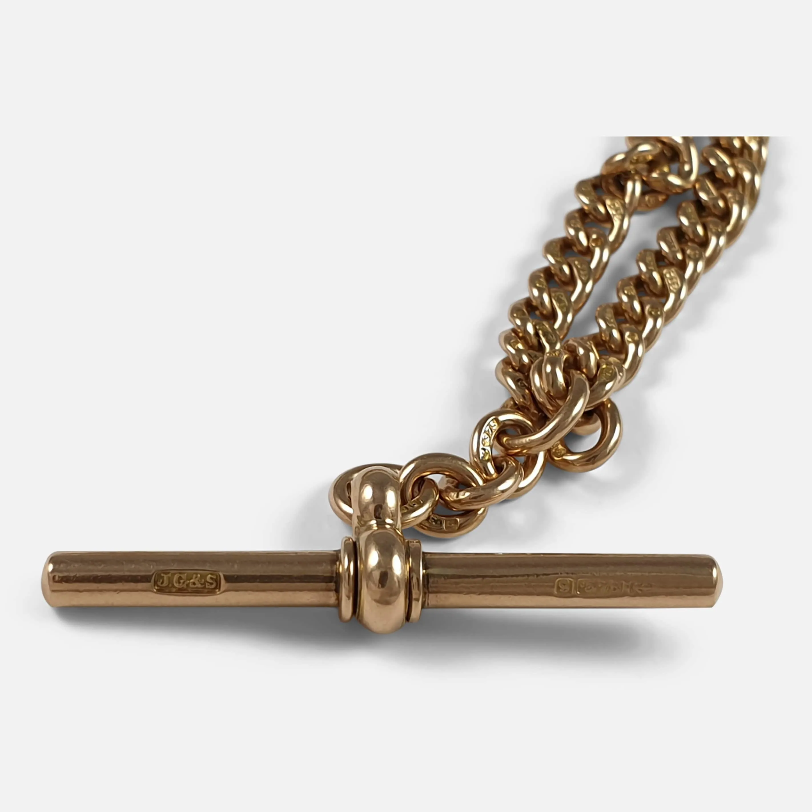 9ct Gold Graduating Double Albert Watch Chain, 39.9g
