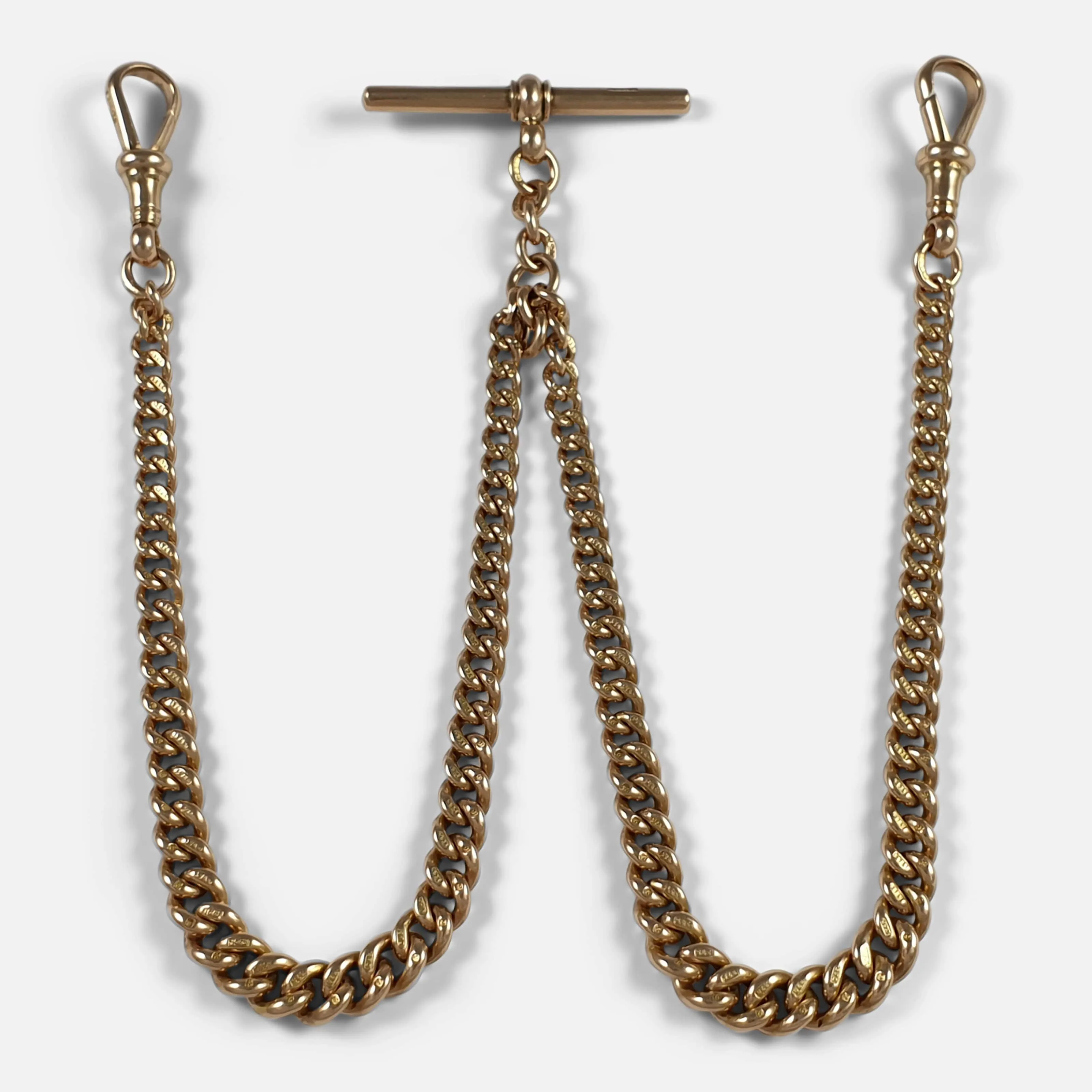 9ct Gold Graduating Double Albert Watch Chain, 39.9g