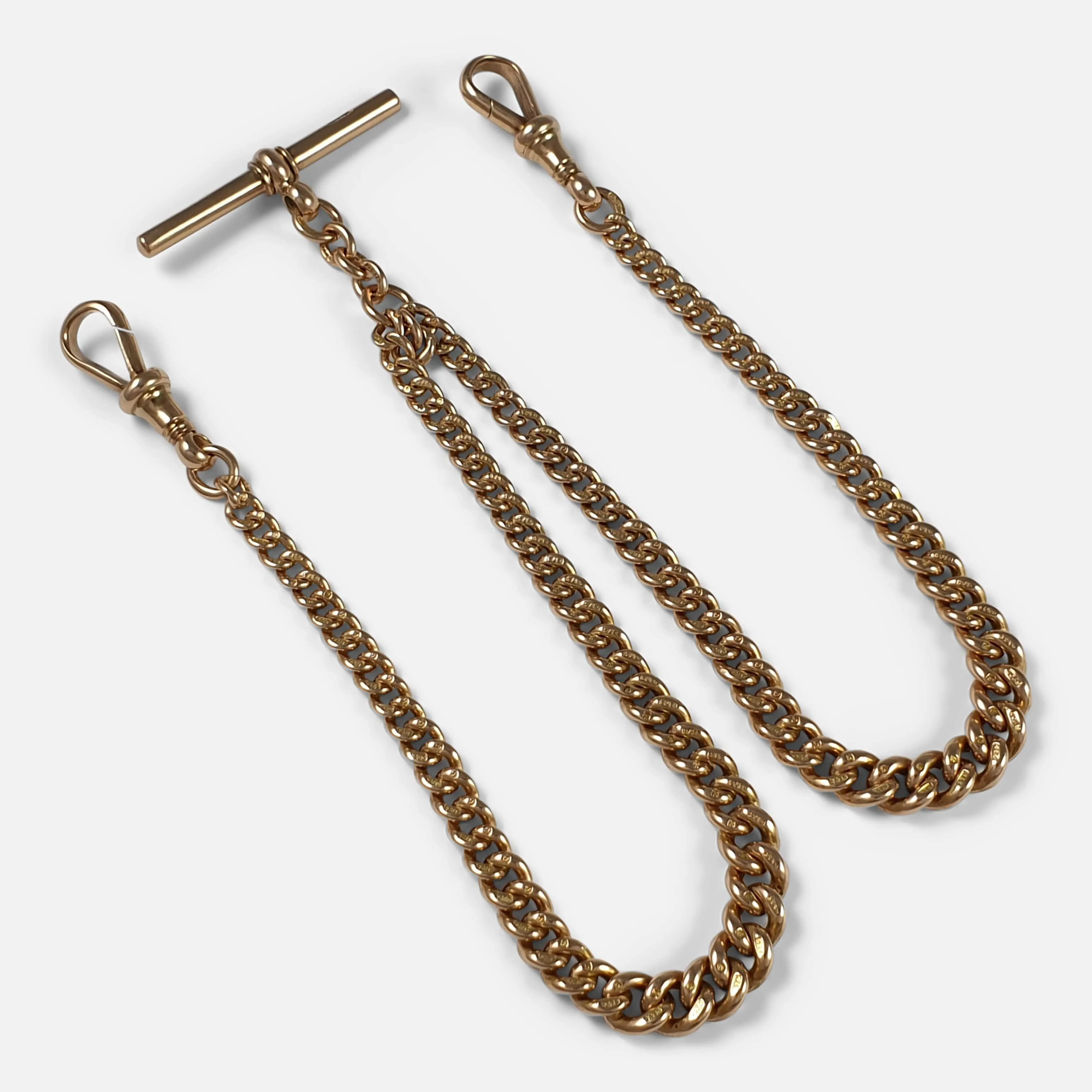9ct Gold Graduating Double Albert Watch Chain, 39.9g