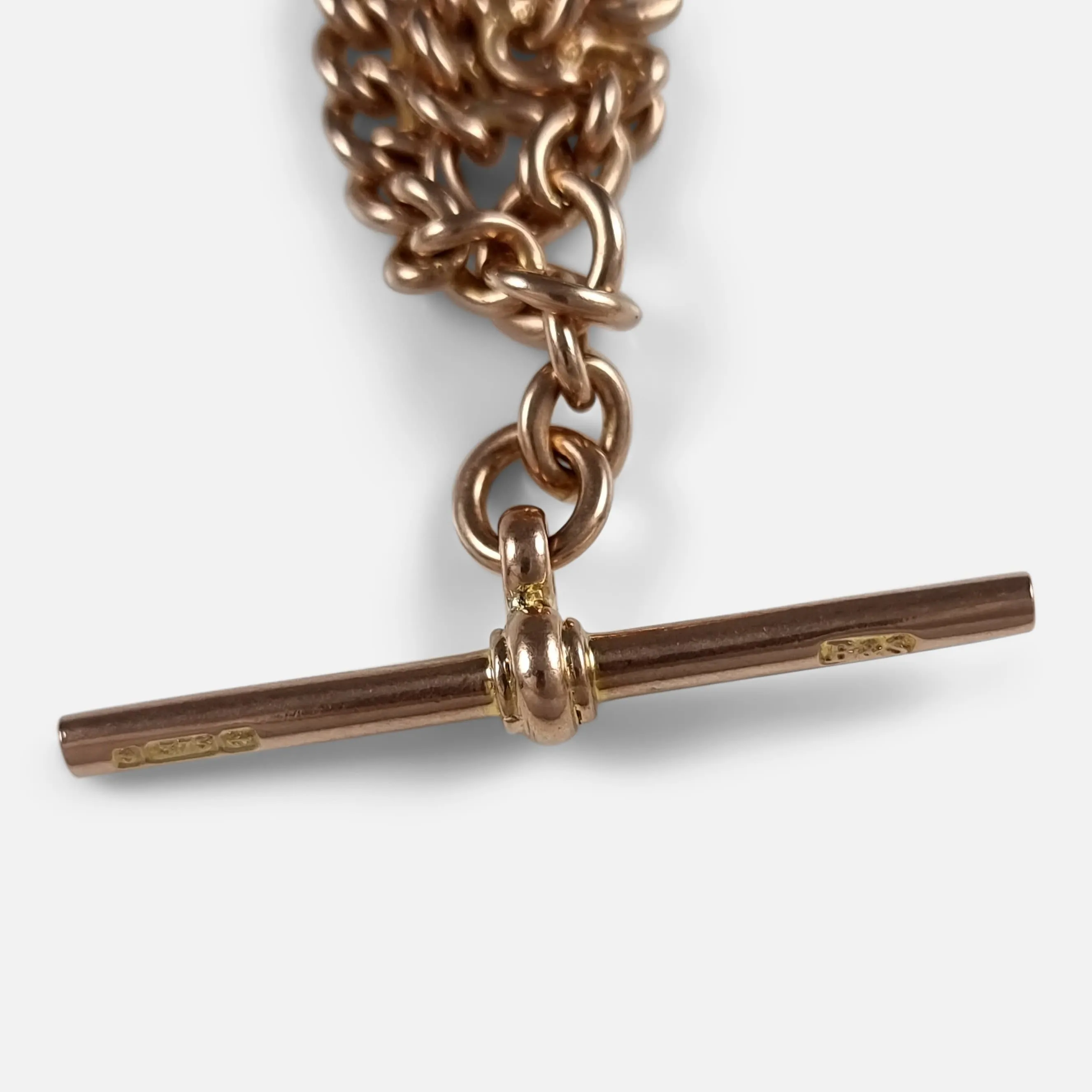 9ct Rose Gold Graduating Double Albert Watch Chain, 36.9g