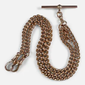9ct Rose Gold Graduating Double Albert Watch Chain, 36.9g