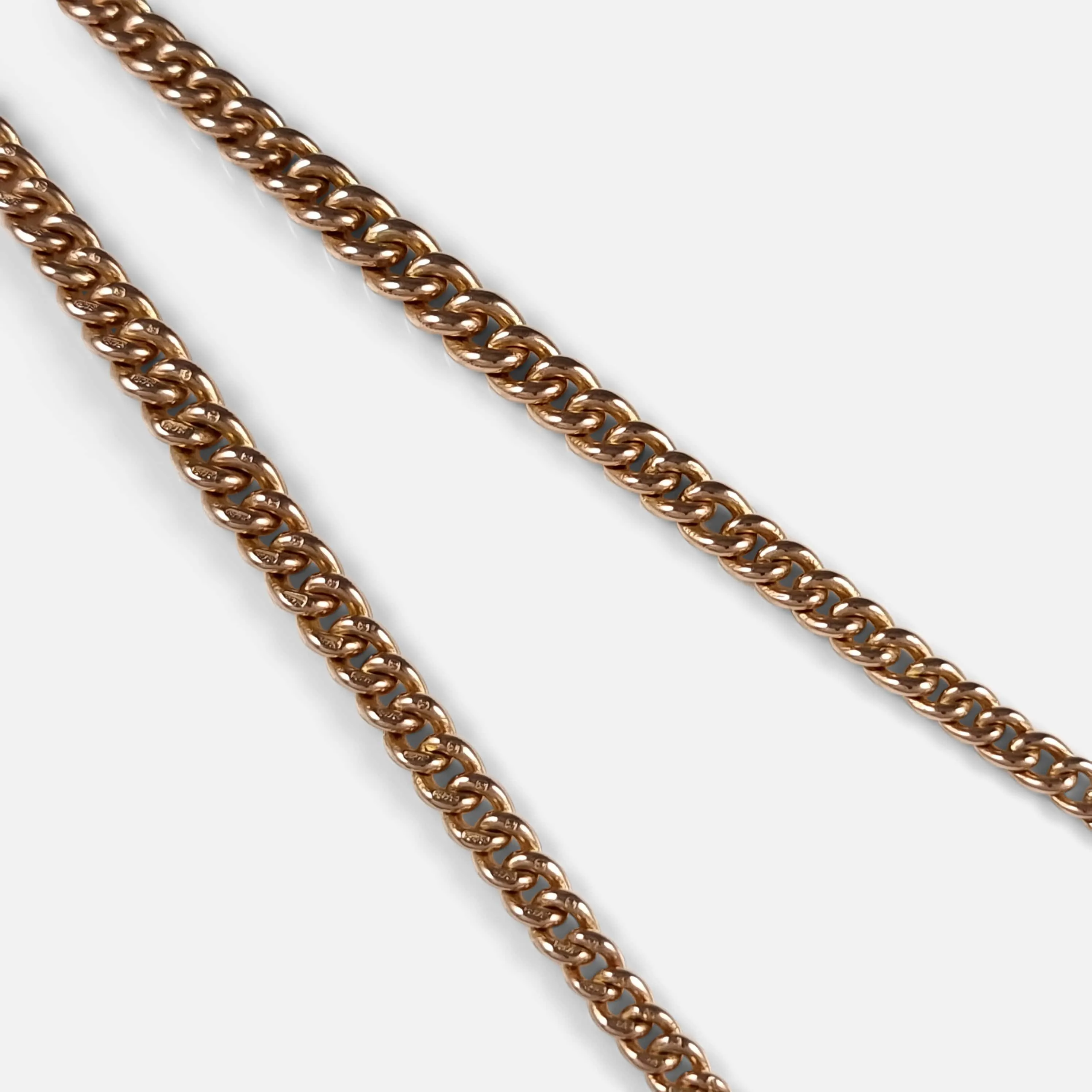 9ct Rose Gold Graduating Double Albert Watch Chain, 36.9g
