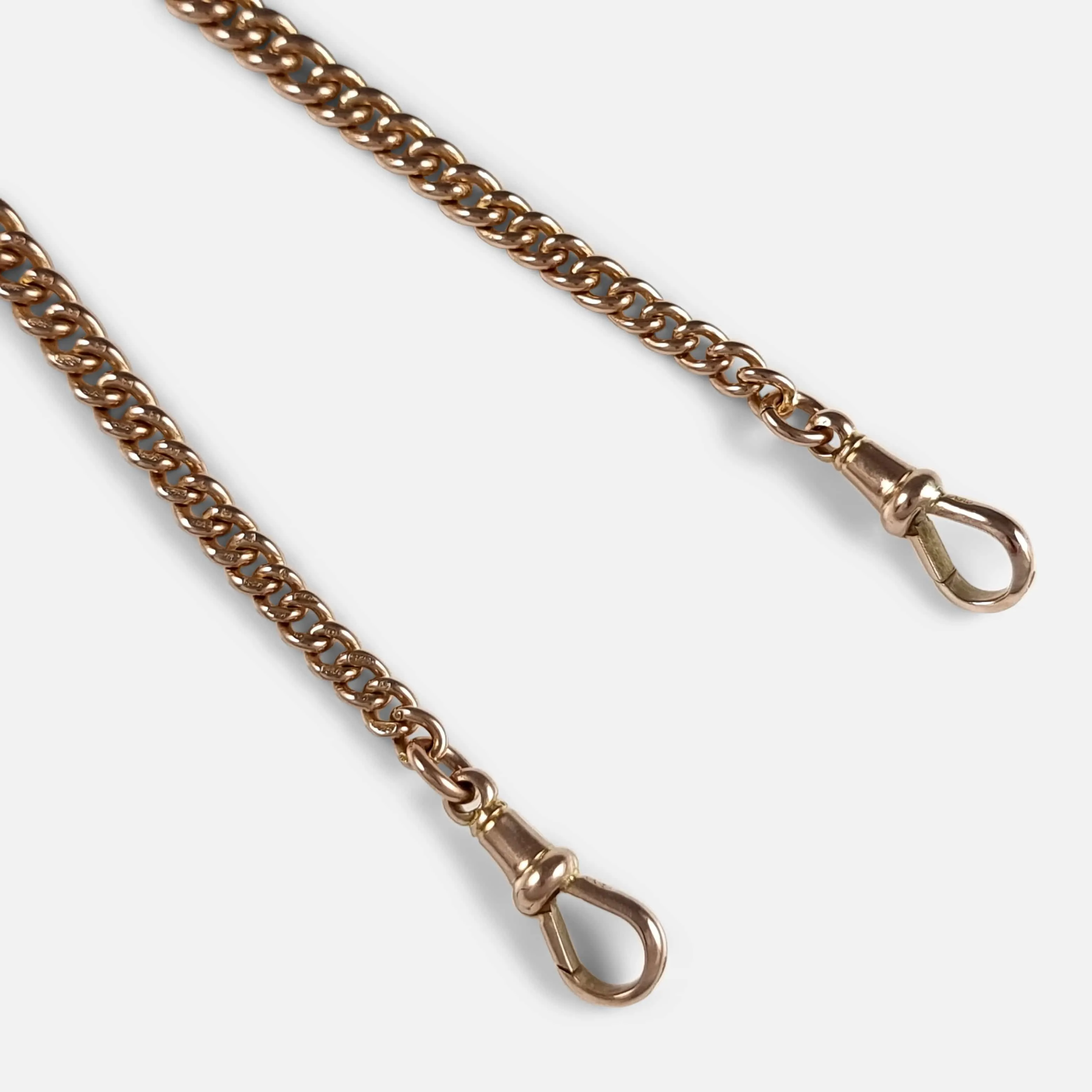 9ct Rose Gold Graduating Double Albert Watch Chain, 36.9g