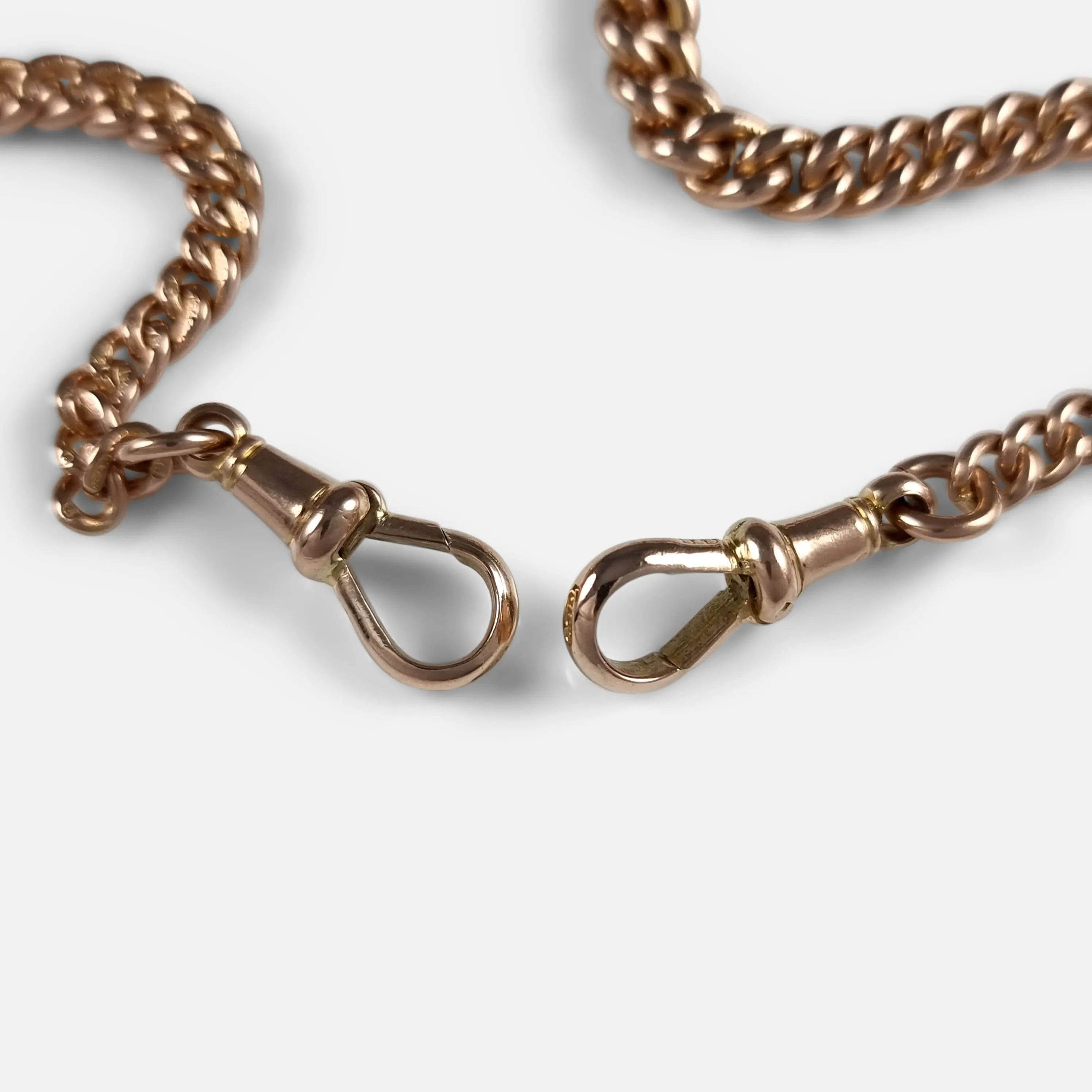 9ct Rose Gold Graduating Double Albert Watch Chain, 36.9g