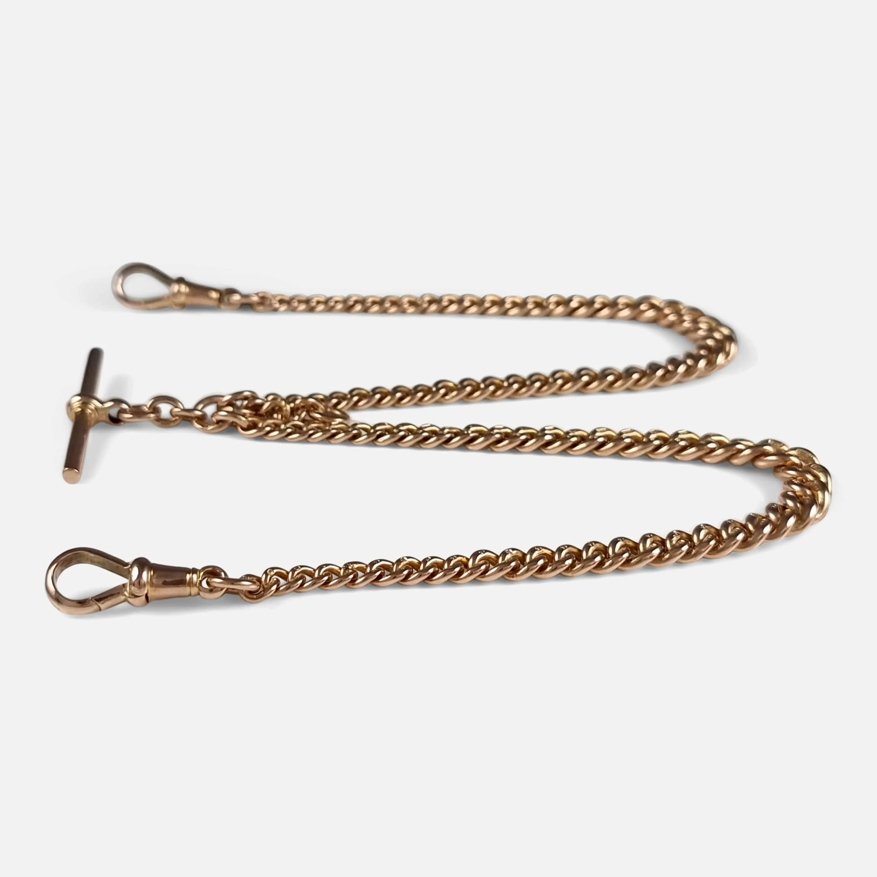 9ct Rose Gold Graduating Double Albert Watch Chain, 36.9g