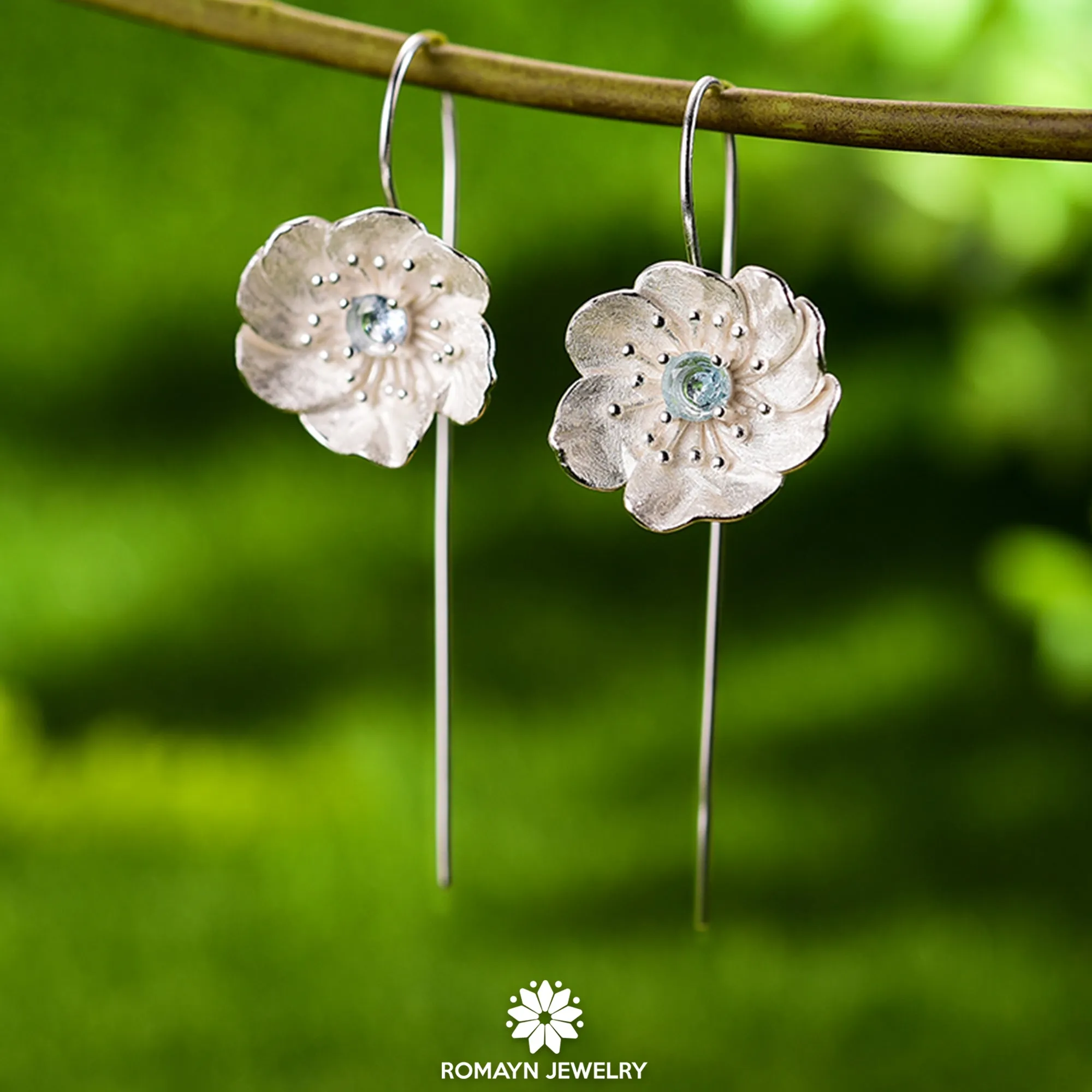 Anemone Flower Topaz Ring