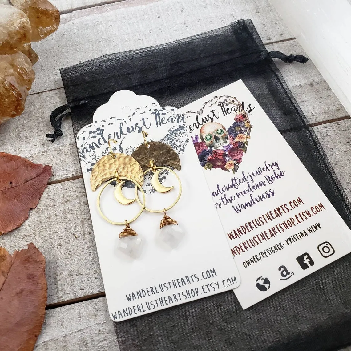 Artemis moon goddess earrings