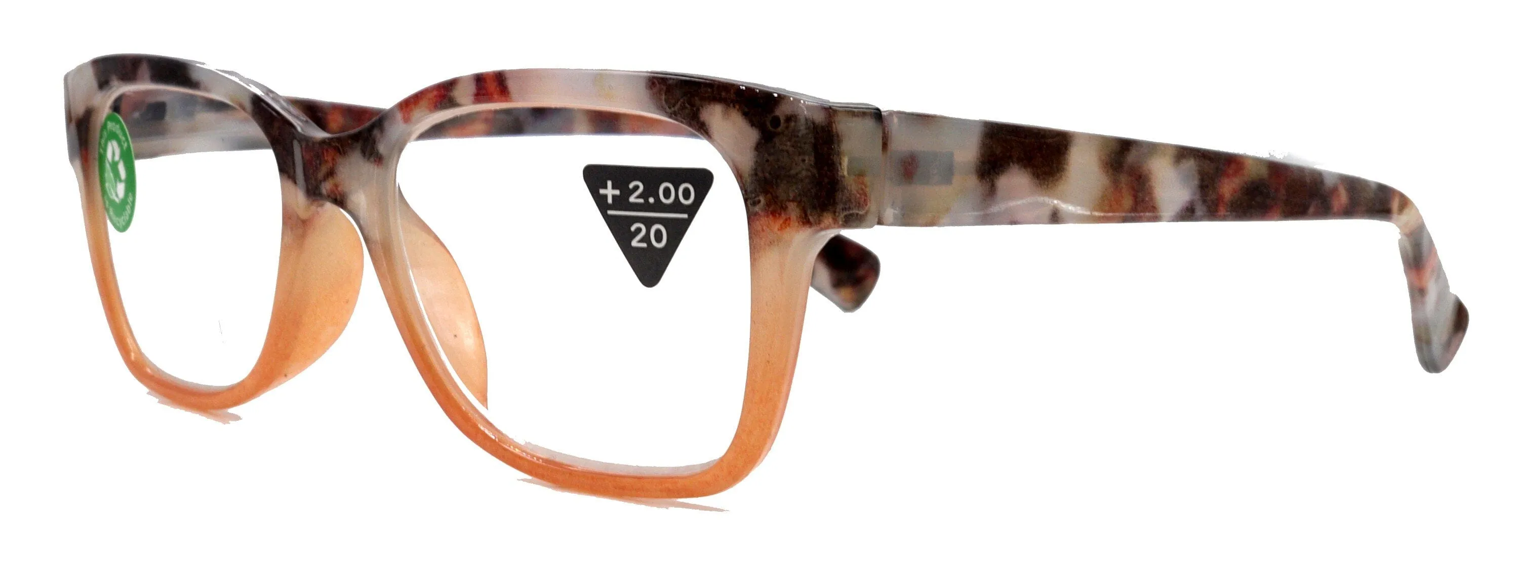 Aya, (Premium) Reading Glasses, High End Fashion Reader, 1.25 to  4 Magnifiers, (Tan n Brown Tortoise) Square Frame. NY Fifth Avenue.