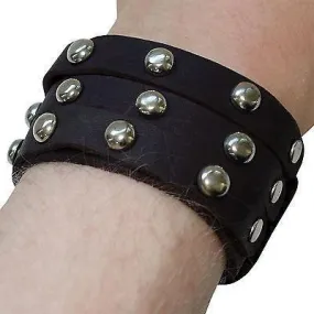 Black Leather Stud Bracelet Wristband Bangle Mens Womens Surfer Tribal Biker Emo