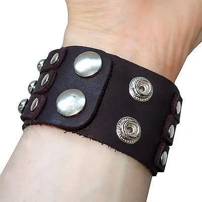 Black Leather Stud Bracelet Wristband Bangle Mens Womens Surfer Tribal Biker Emo