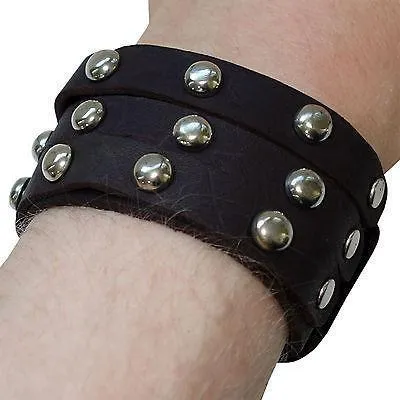 Black Leather Stud Bracelet Wristband Bangle Mens Womens Surfer Tribal Biker Emo