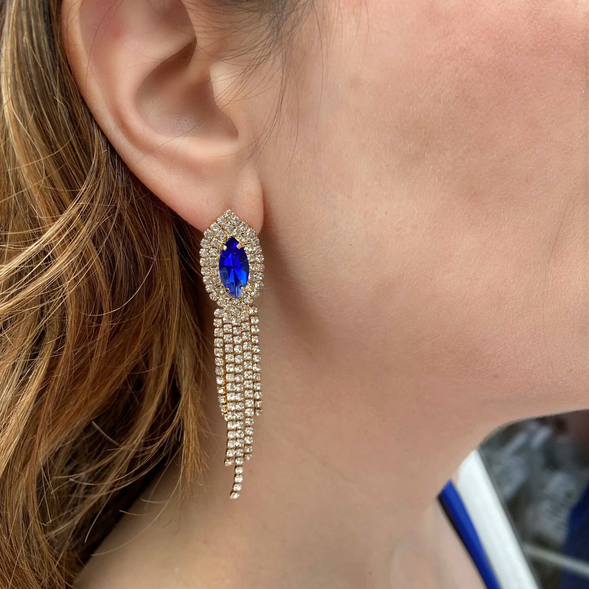 Blue Earrings Diamante Earrings