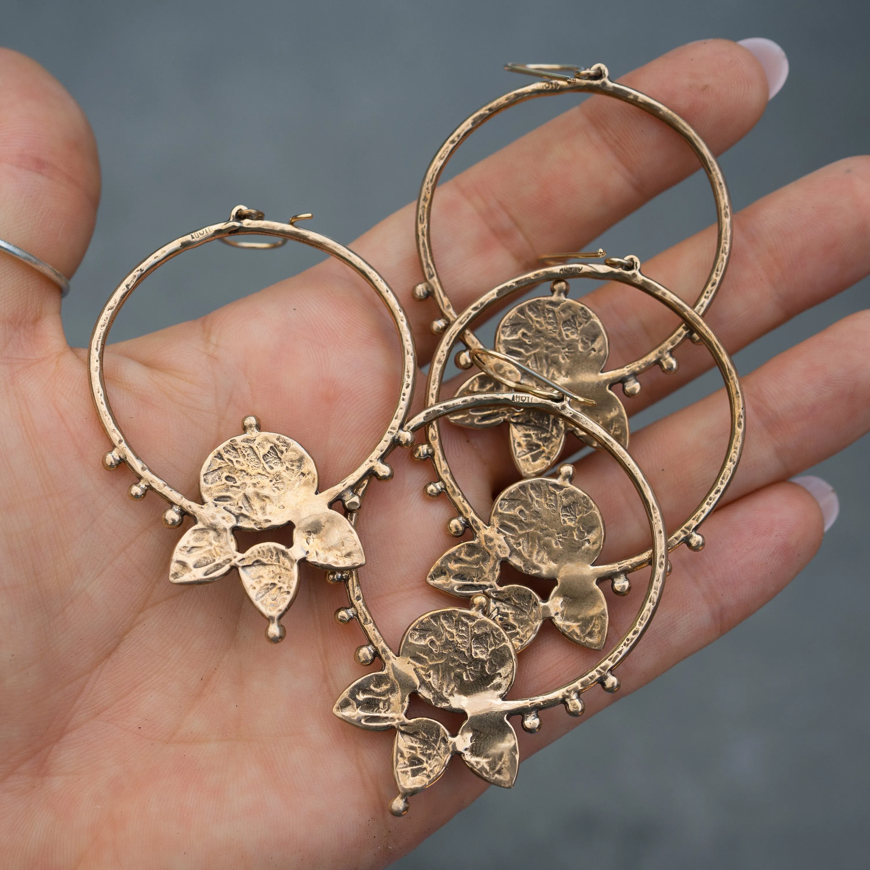 Blue Moonstone Lotus Hoops