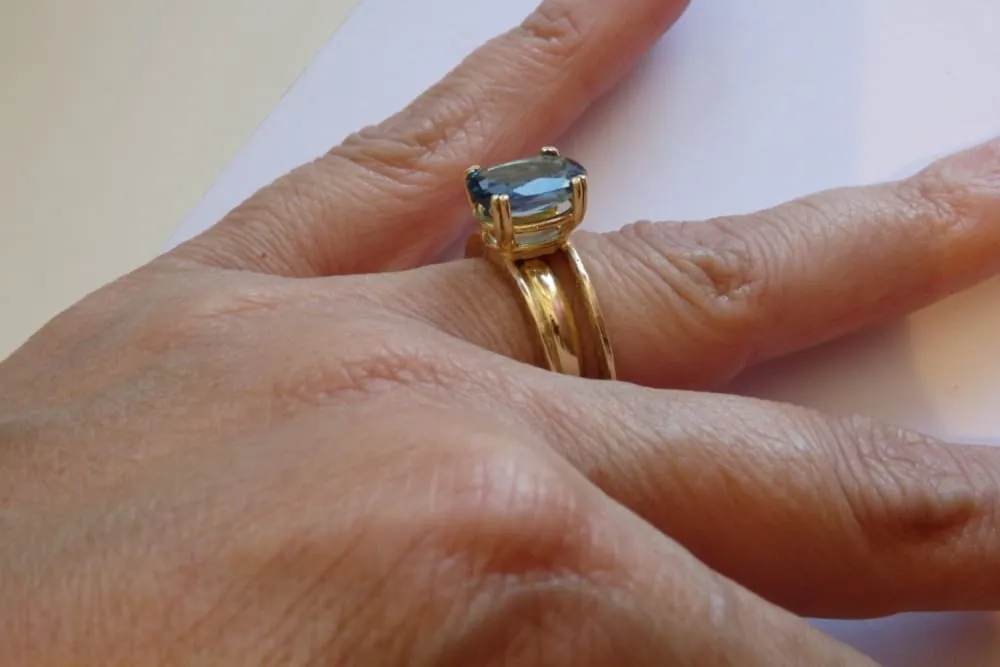 Blue topaz ring.
