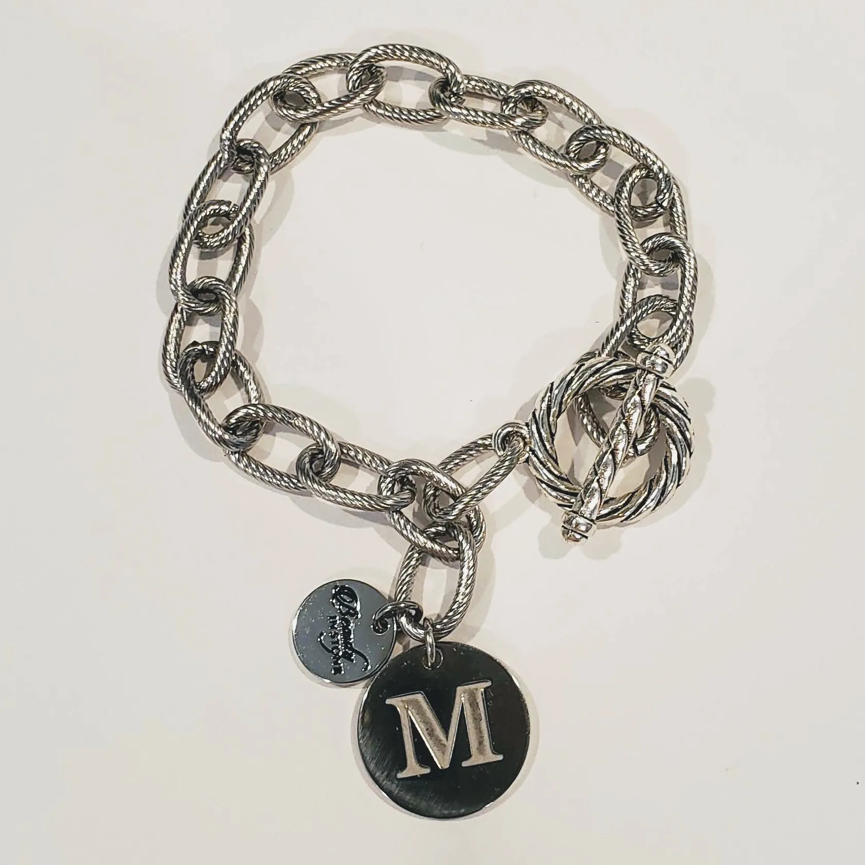 Chain Link Bracelet With Coin or Monogram