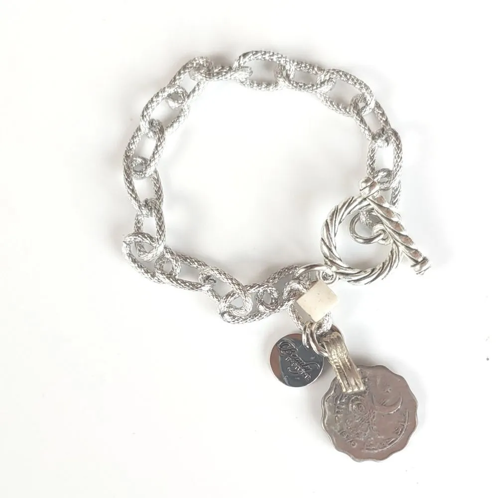 Chain Link Bracelet With Coin or Monogram