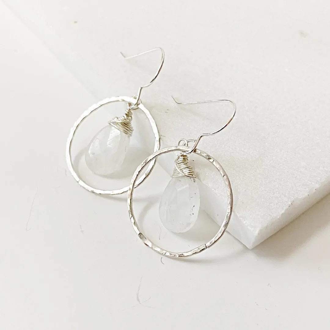 Circle Hoop Moonstone Earrings