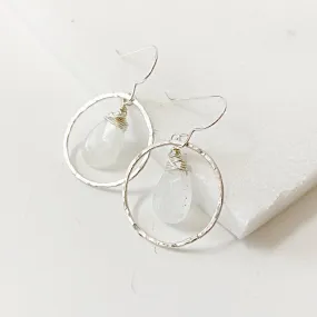 Circle Hoop Moonstone Earrings