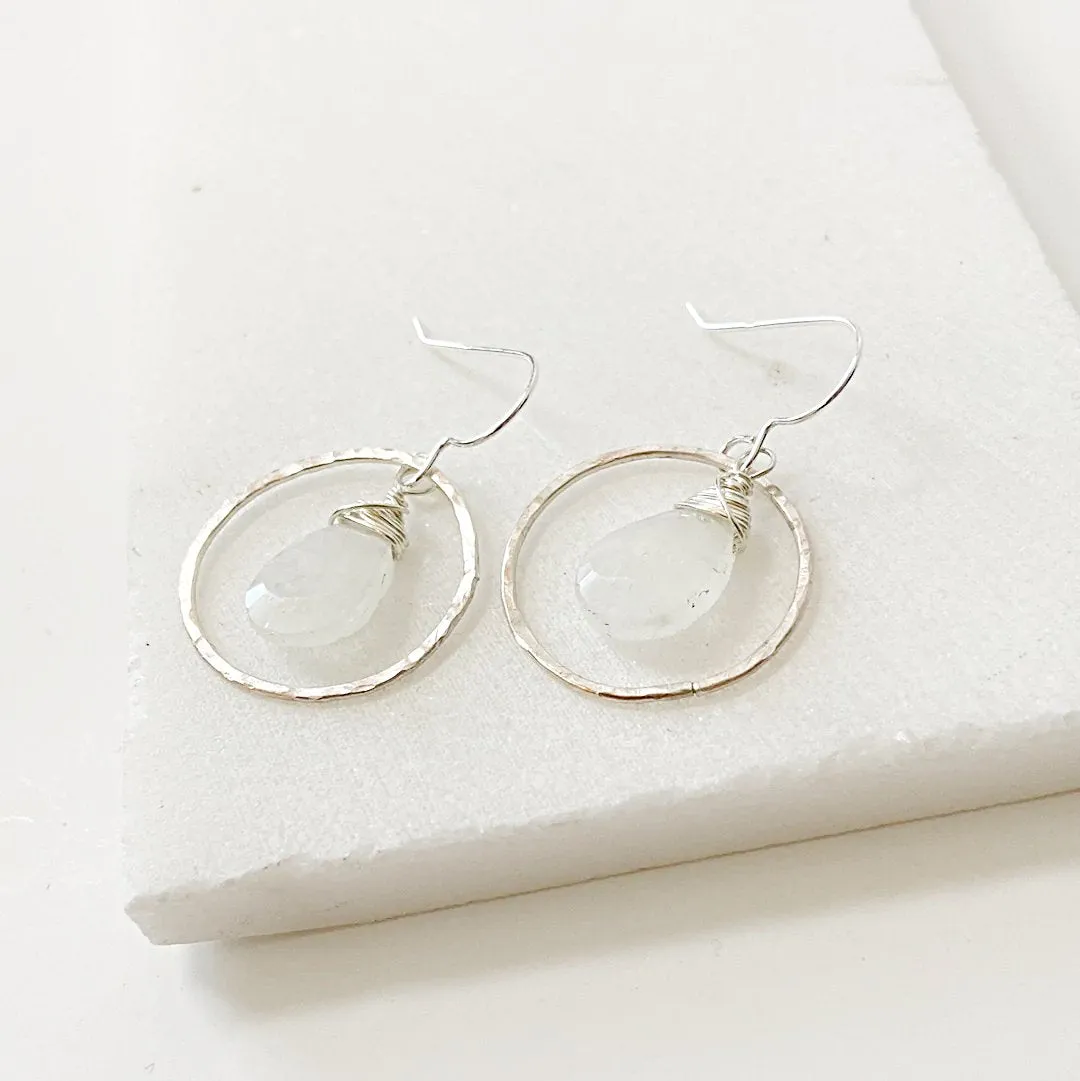 Circle Hoop Moonstone Earrings