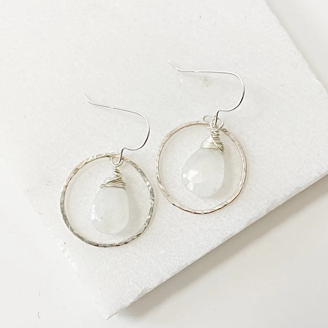 Circle Hoop Moonstone Earrings
