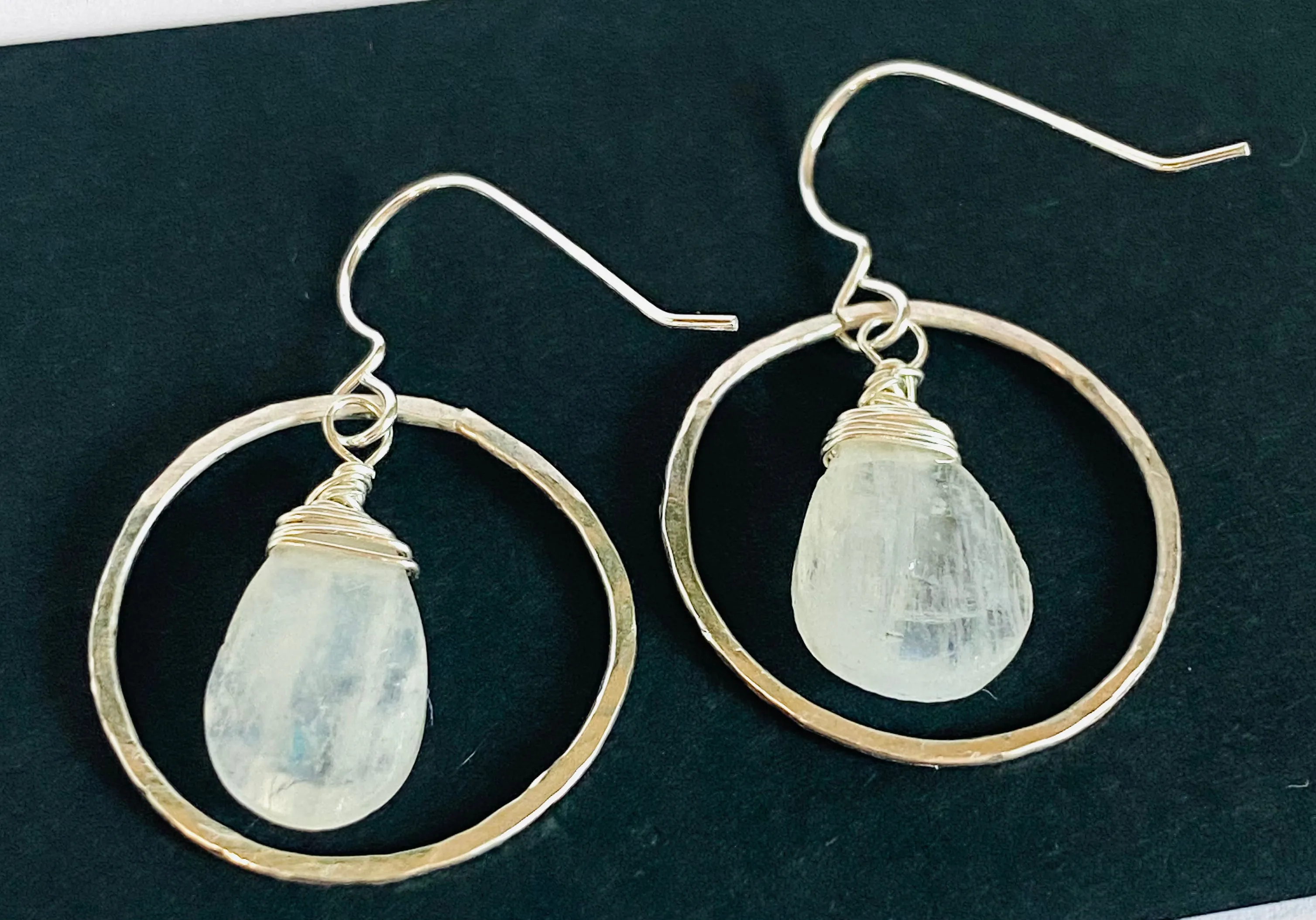 Circle Hoop Moonstone Earrings