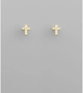 Cross Gold Stud Earrings
