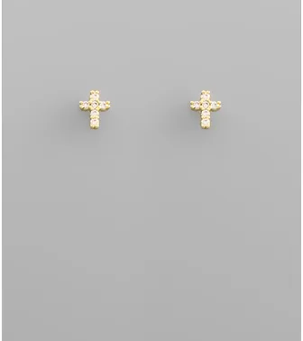 Cross Gold Stud Earrings