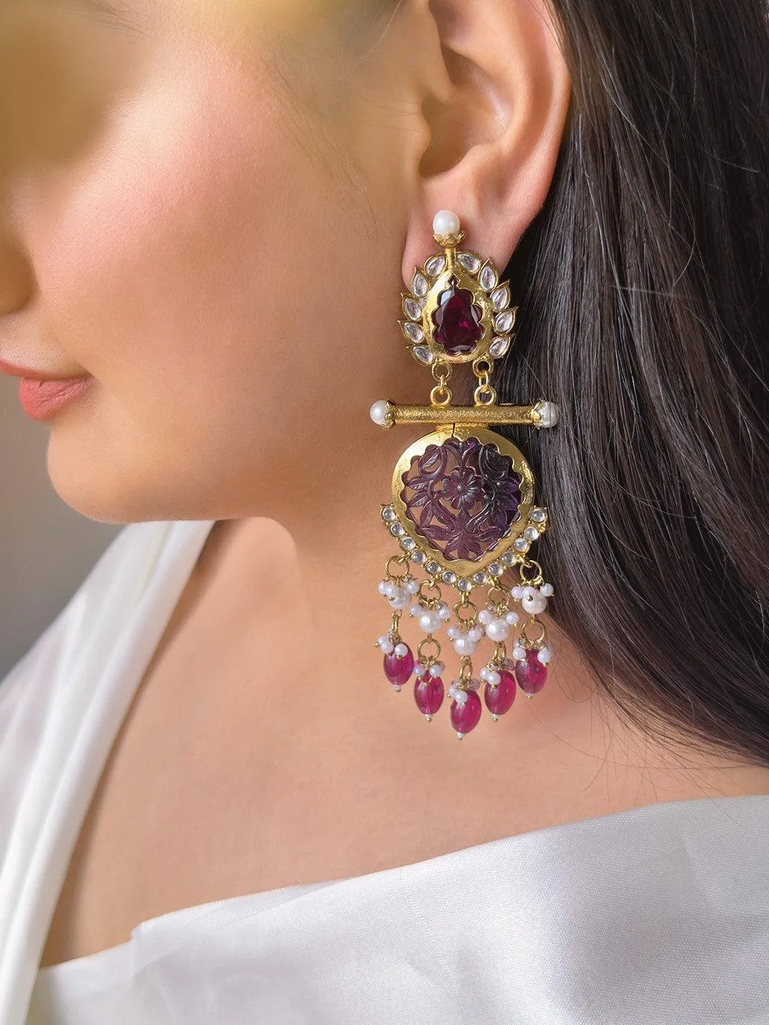 Cutwork Chandbali Earrings