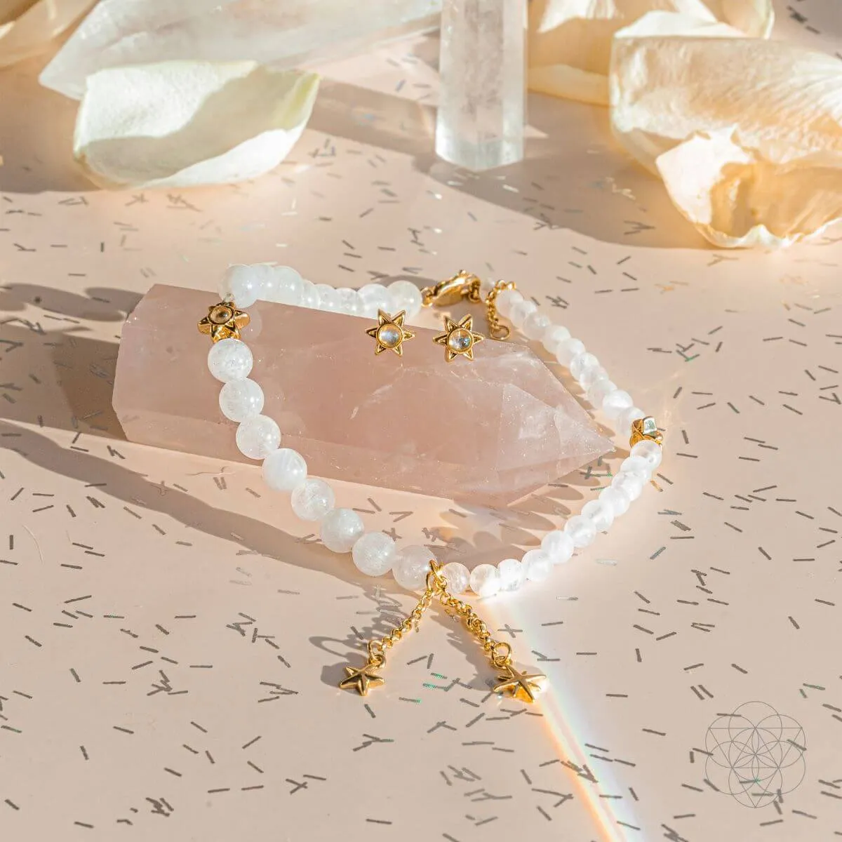 Divine Intuition - Moonstone Anklet and Earrings Set