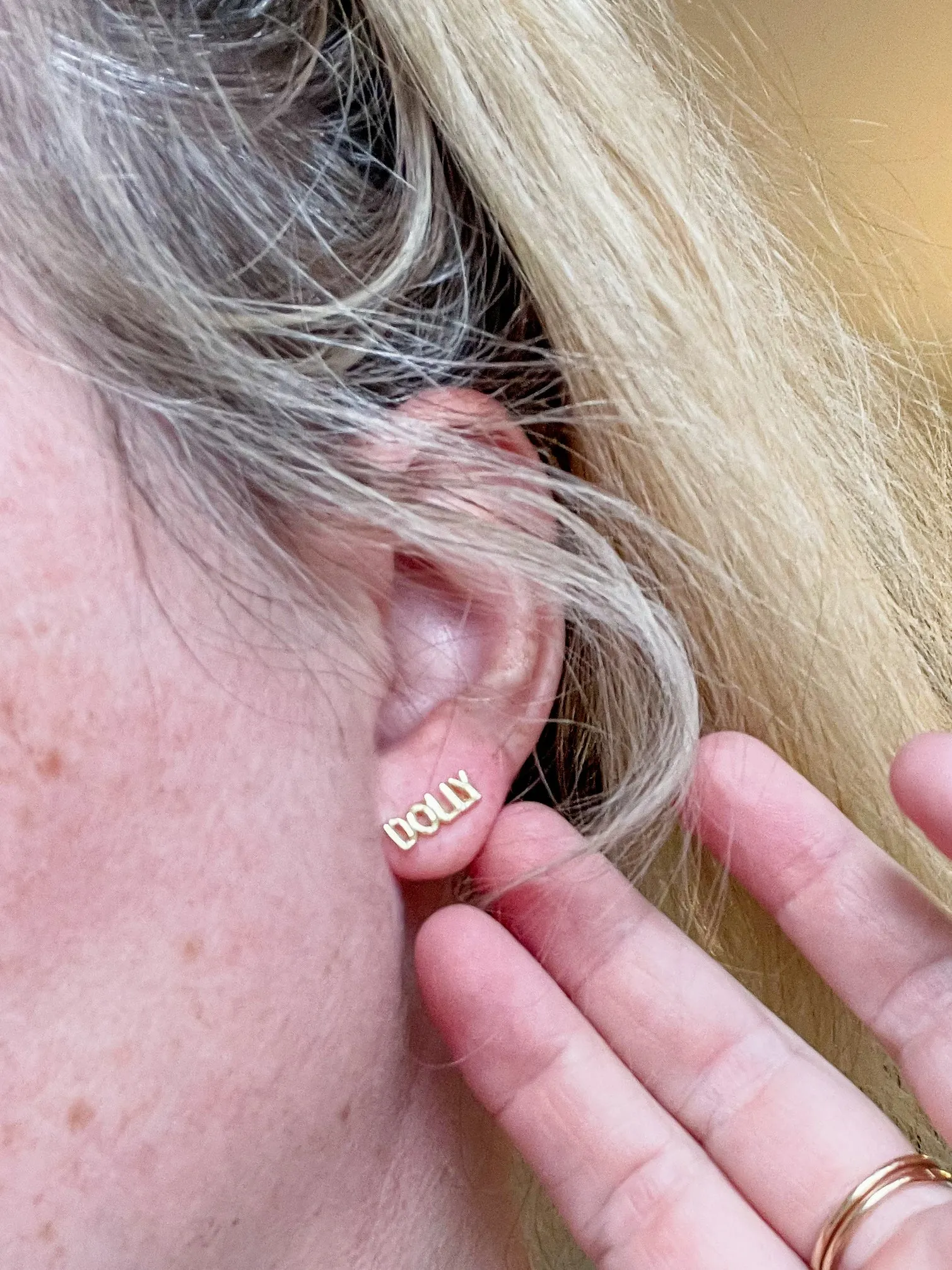 Dolly and Reba Script Post Stud Earrings